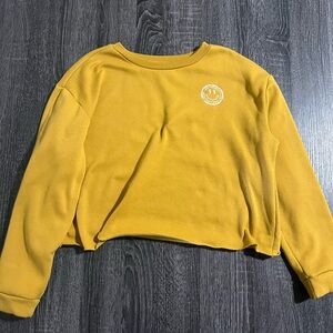 Derek Heart Yellow Boxy Crop Sweatshirt